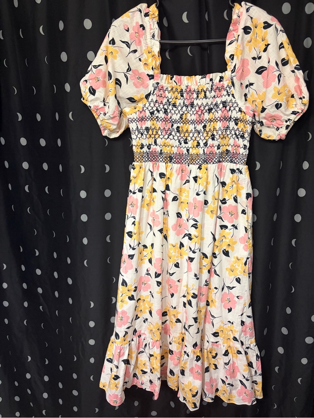kate spade White Midi Dress with Pink & Yellow Floral Print